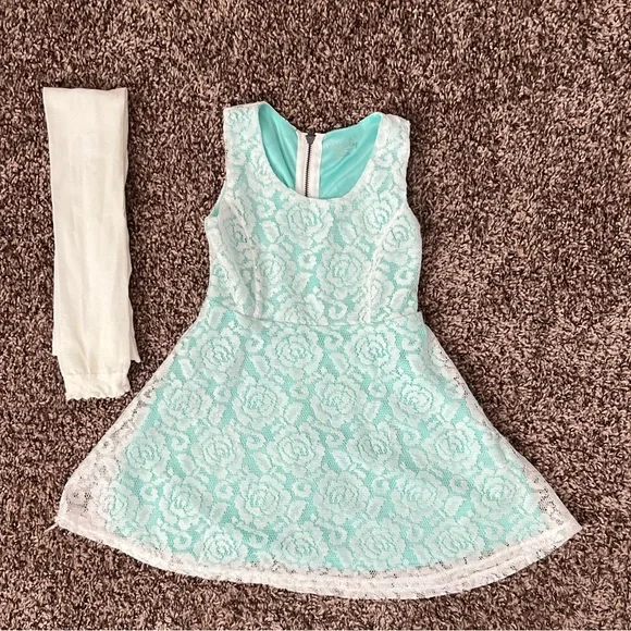 Cherokee | Dresses | Cherokee Lace Dress With Sea Foam Green Lining And Footless Tights To Match | Poshmark Cherokee | Dresses | Cherokee Lace Dress With Sea Foam Green Lining And Footless Tights To Match | Poshmark